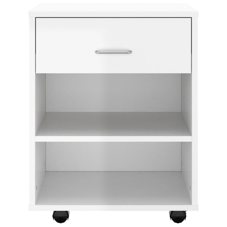 Kast Verrijdbaar 46X36X59 Cm Spaanplaat Hoogglans wit