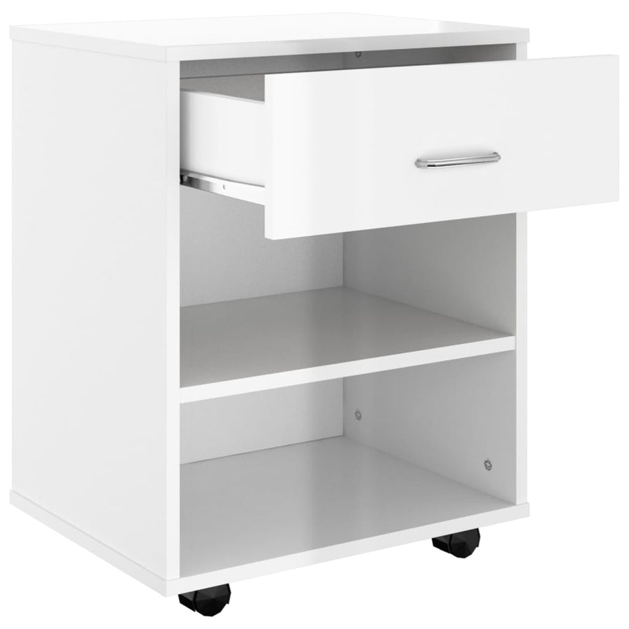 Kast Verrijdbaar 46X36X59 Cm Spaanplaat Hoogglans wit