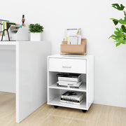 Rolkast 46x36x59 cm hoogglans wit spaanplaat