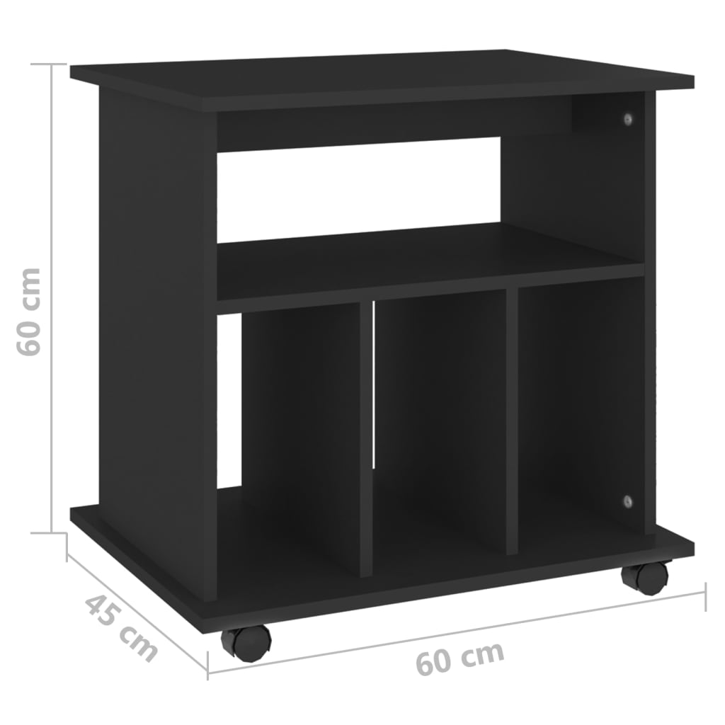 Kast Verrijdbaar 60X45X60 Cm Spaanplaat Zwart