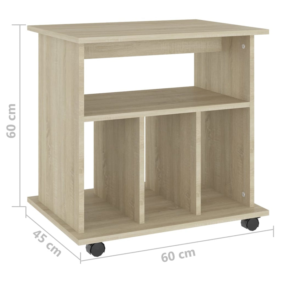 Kast Verrijdbaar 60X45X60 Cm Spaanplaat Kleurig Sonoma eiken