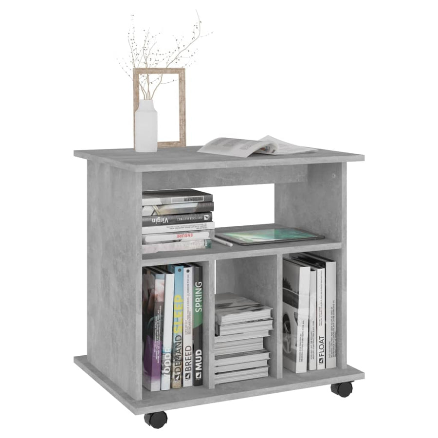 Kast Verrijdbaar 60X45X60 Cm Spaanplaat Betongrijs