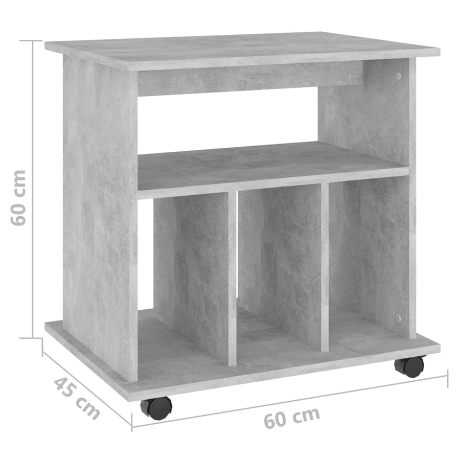Kast Verrijdbaar 60X45X60 Cm Spaanplaat Betongrijs