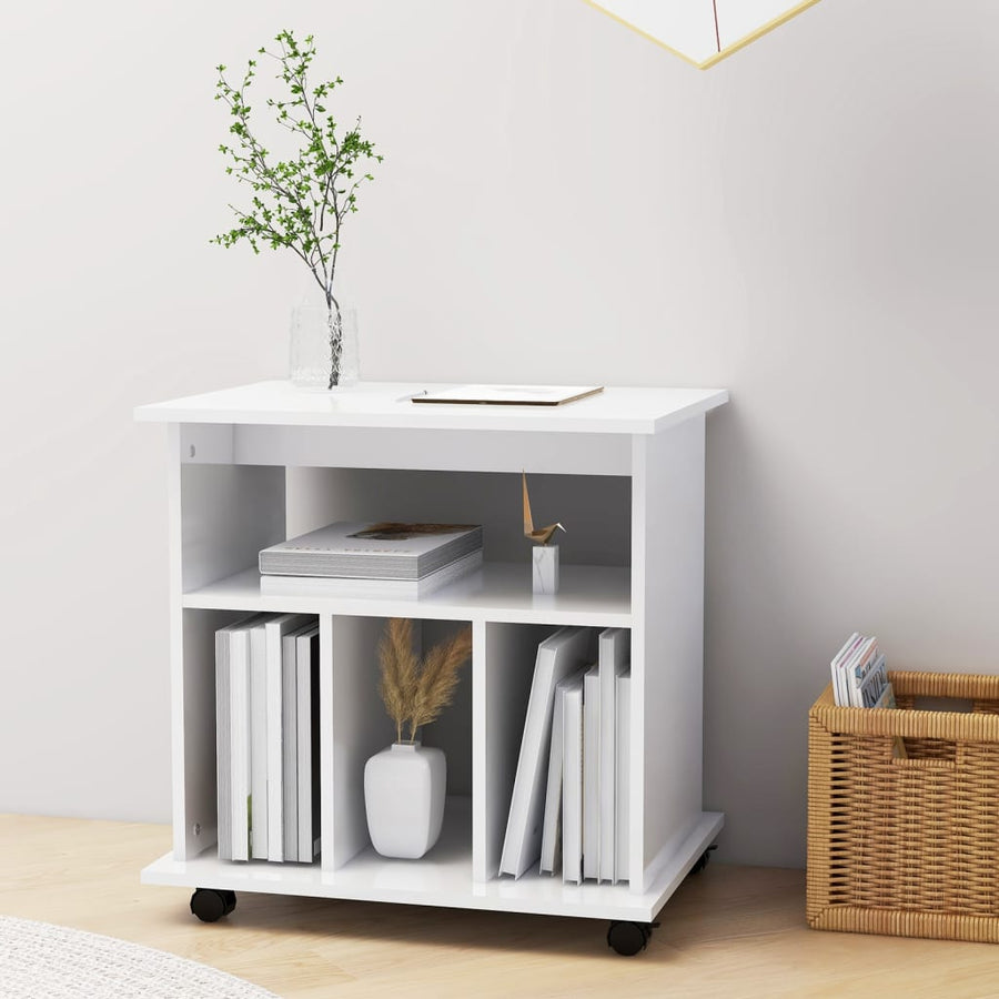 Kast Verrijdbaar 60X45X60 Cm Spaanplaat Hoogglans wit