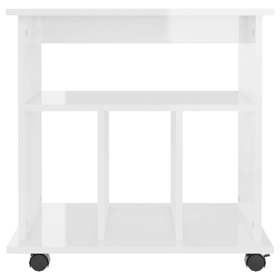 Kast Verrijdbaar 60X45X60 Cm Spaanplaat Hoogglans wit