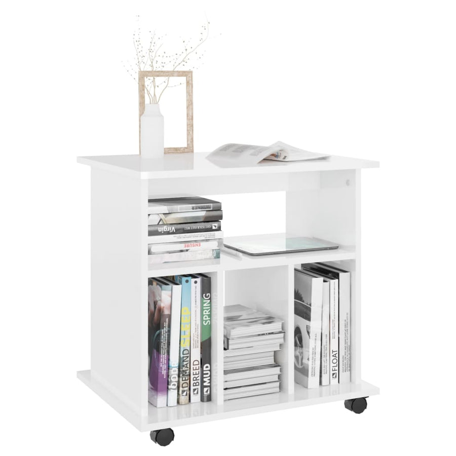 Kast Verrijdbaar 60X45X60 Cm Spaanplaat Hoogglans wit
