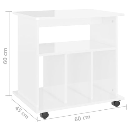 Kast Verrijdbaar 60X45X60 Cm Spaanplaat Hoogglans wit