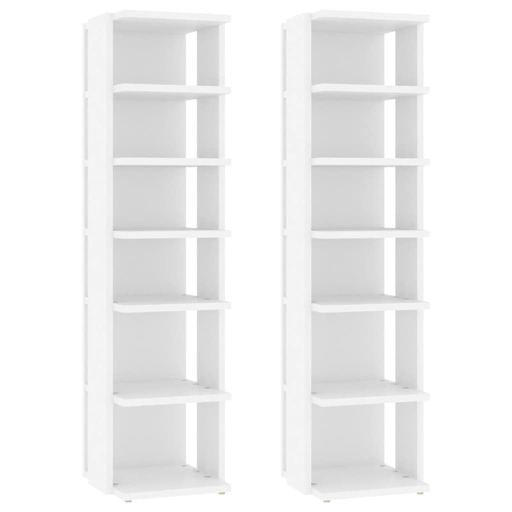 Schoenenkasten 2 st 27,5x27x102 cm bewerkt hout wit Wit
