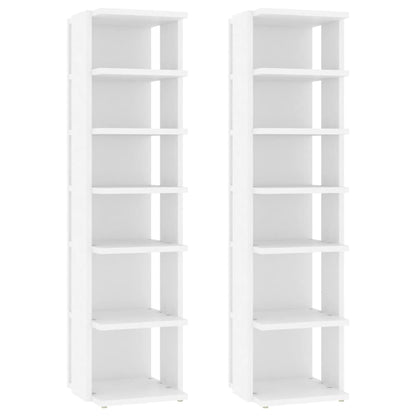 Schoenenkasten 2 st 27,5x27x102 cm bewerkt hout wit Wit
