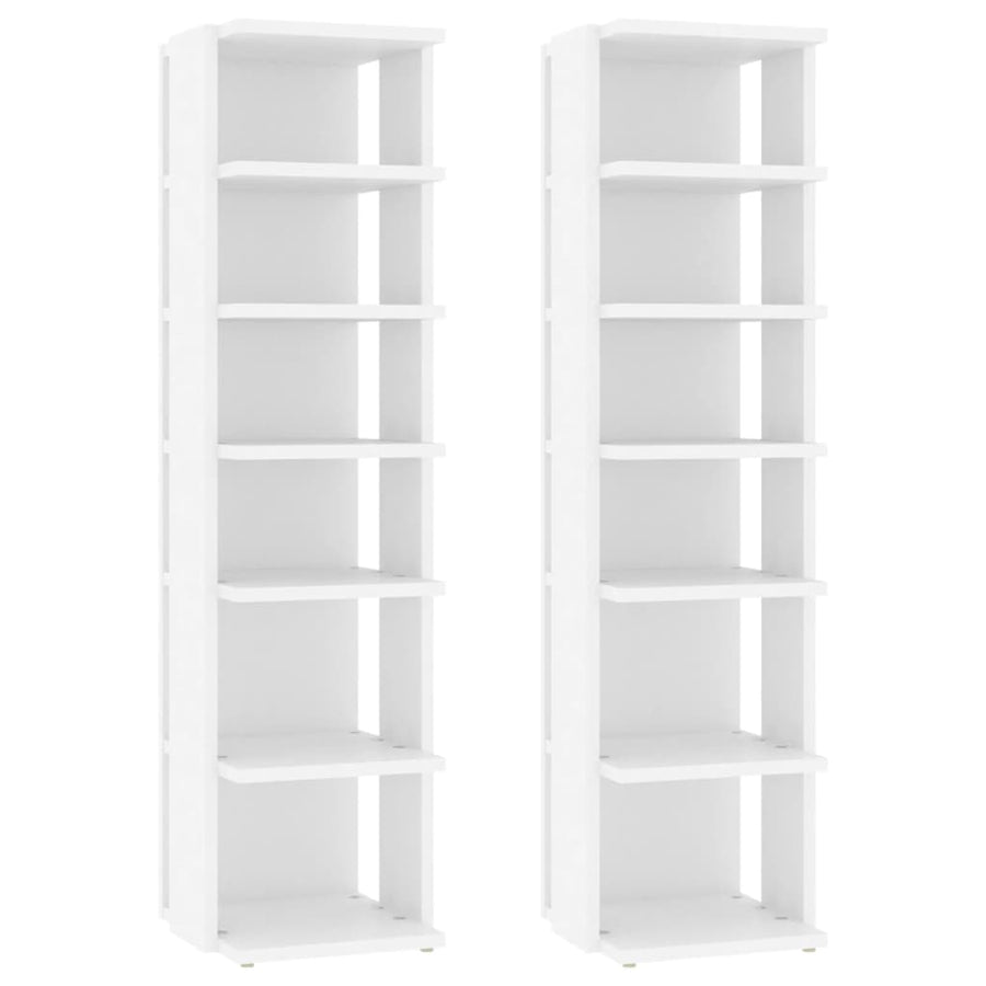 Schoenenkasten 2 st 27,5x27x102 cm bewerkt hout wit Wit