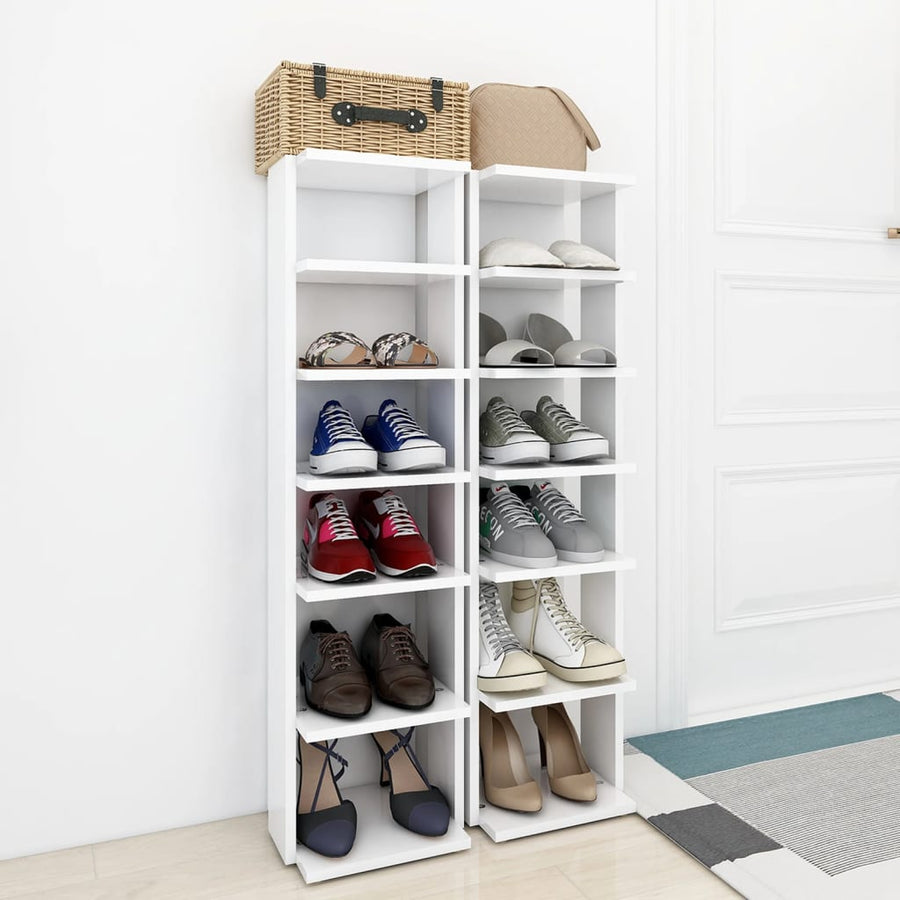 Schoenenkasten 2 st 27,5x27x102 cm bewerkt hout wit Wit