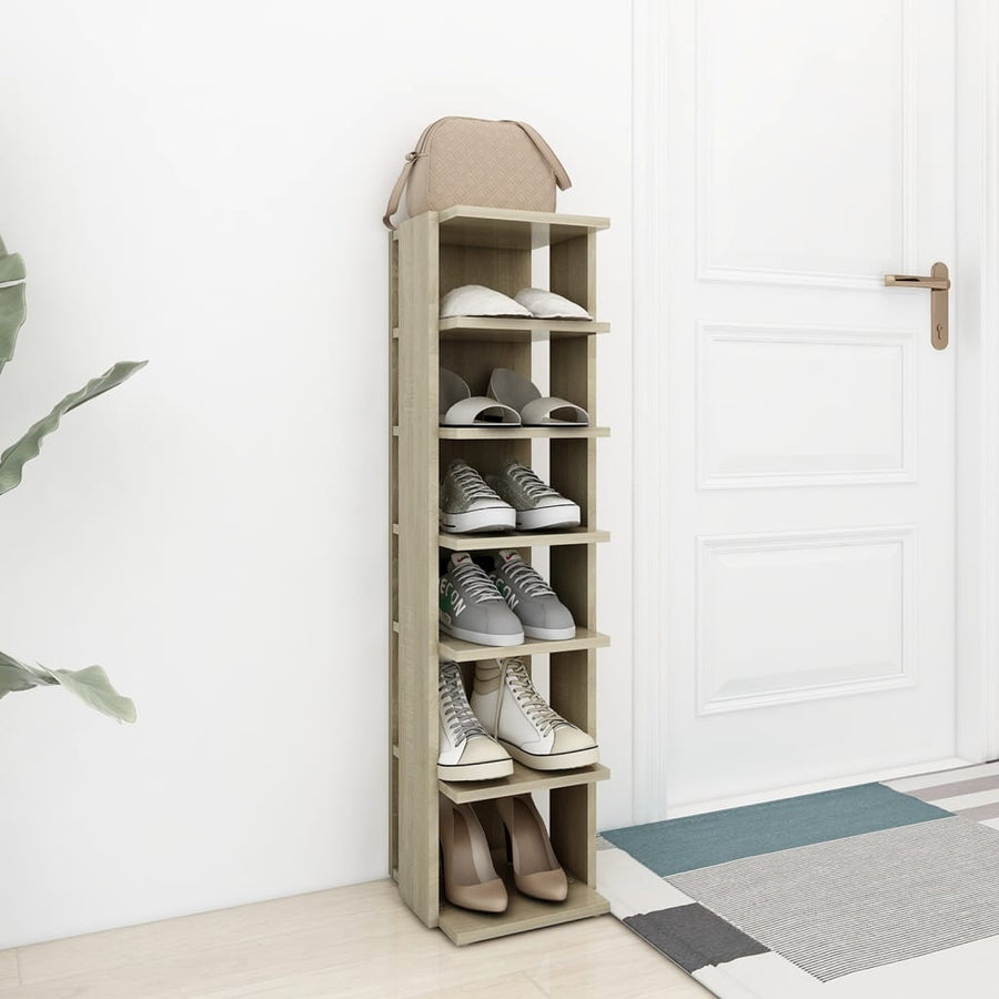 Schoenenkast 27,5x27x102 cm bewerkt hout sonoma eikenkleurig Sonoma eiken