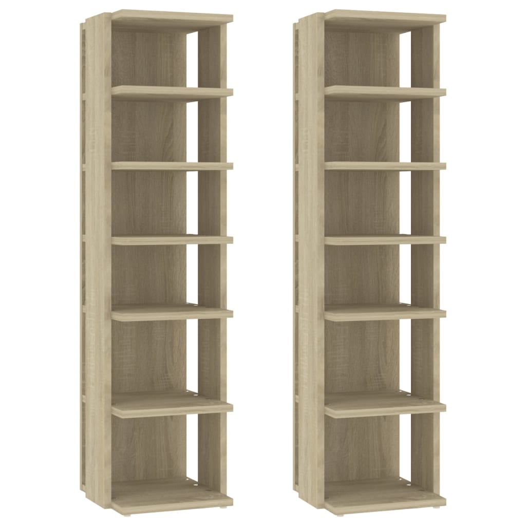 Schoenenkasten 2 st 27,5x27x102 cm sonoma eikenkleurig Sonoma eiken