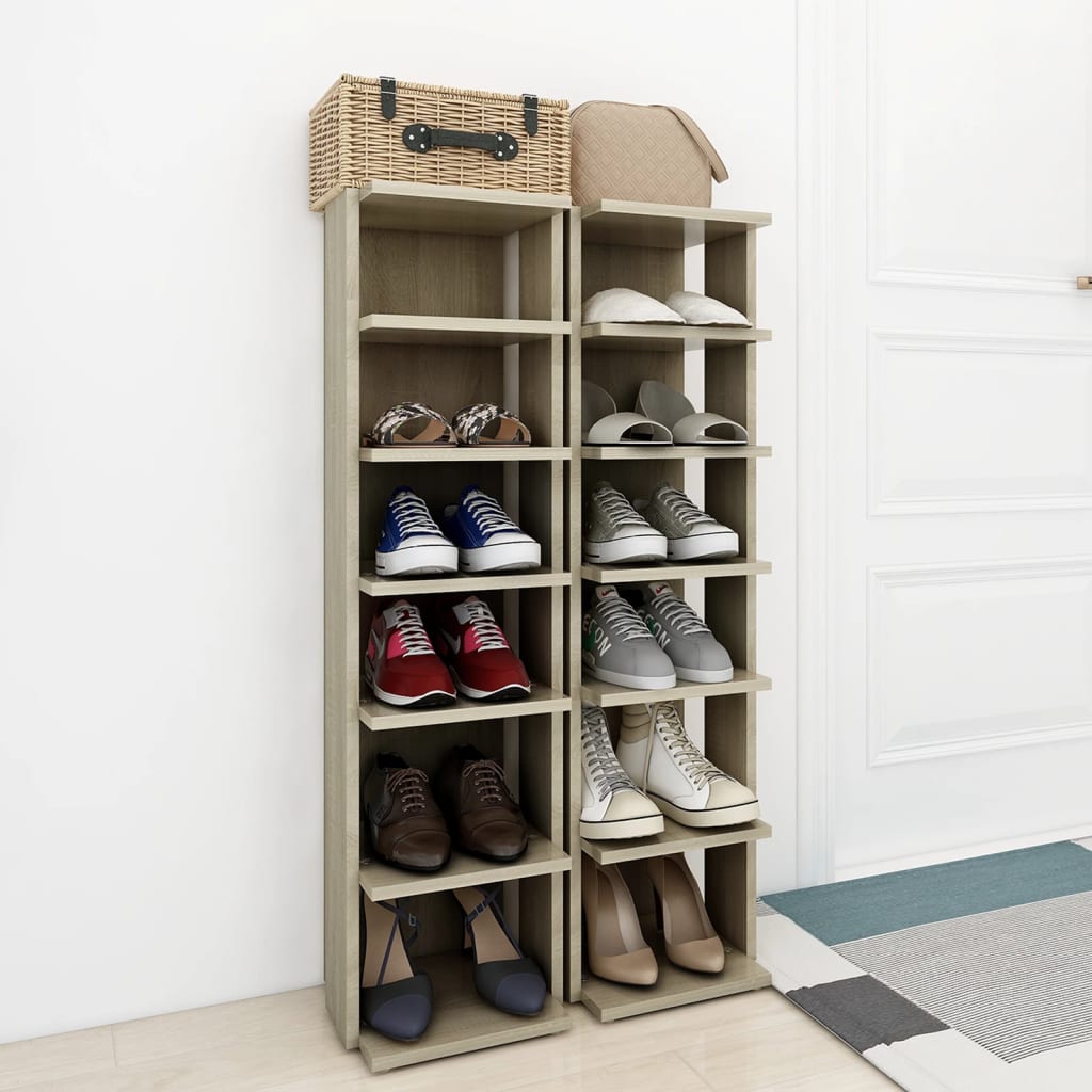 Schoenenkasten 2 st 27,5x27x102 cm sonoma eikenkleurig Sonoma eiken
