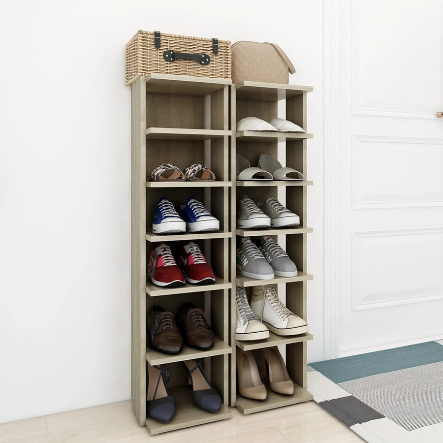 Schoenenkasten 2 st 27,5x27x102 cm sonoma eikenkleurig Sonoma eiken