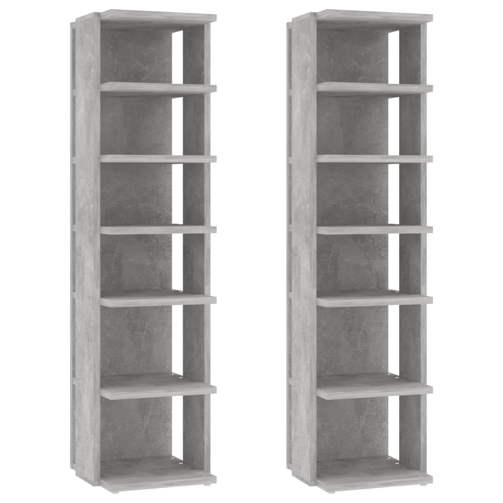 Schoenenkasten 2 st 27,5x27x102 cm betongrijs 1 2 Betongrijs