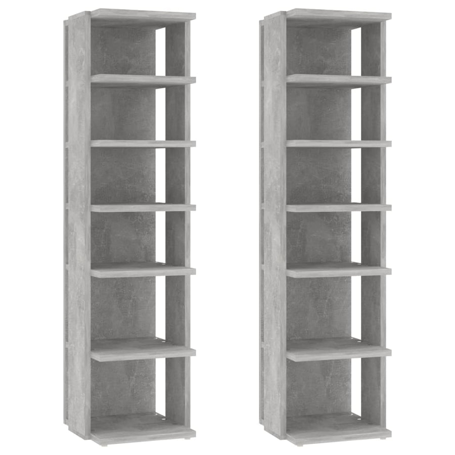 Schoenenkasten 2 st 27,5x27x102 cm betongrijs 1 2 Betongrijs
