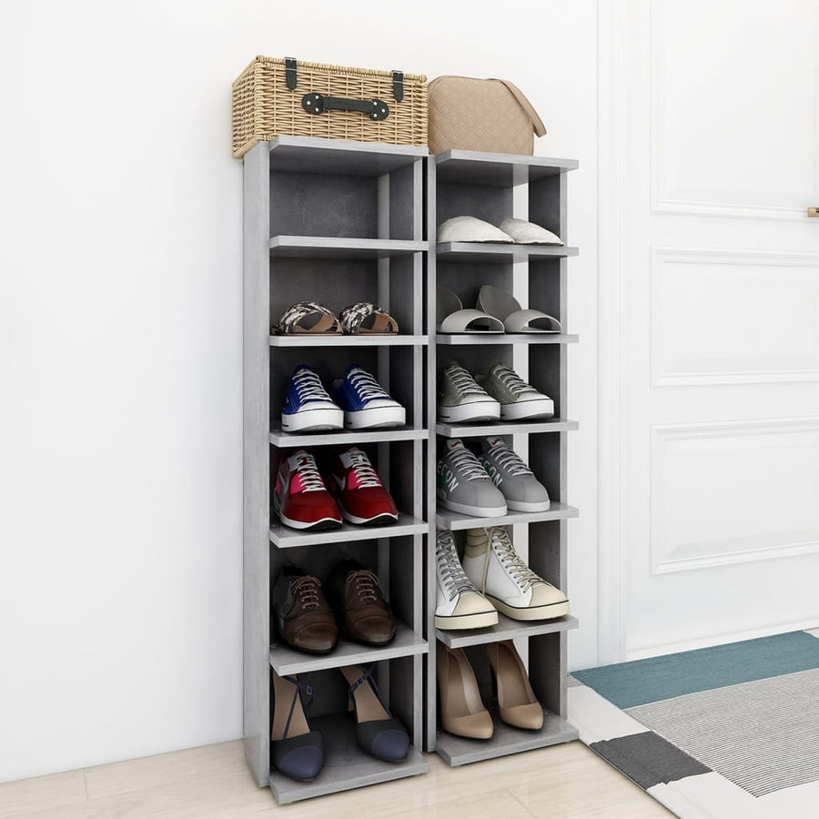 Schoenenkasten 2 st 27,5x27x102 cm betongrijs 1 2 Betongrijs