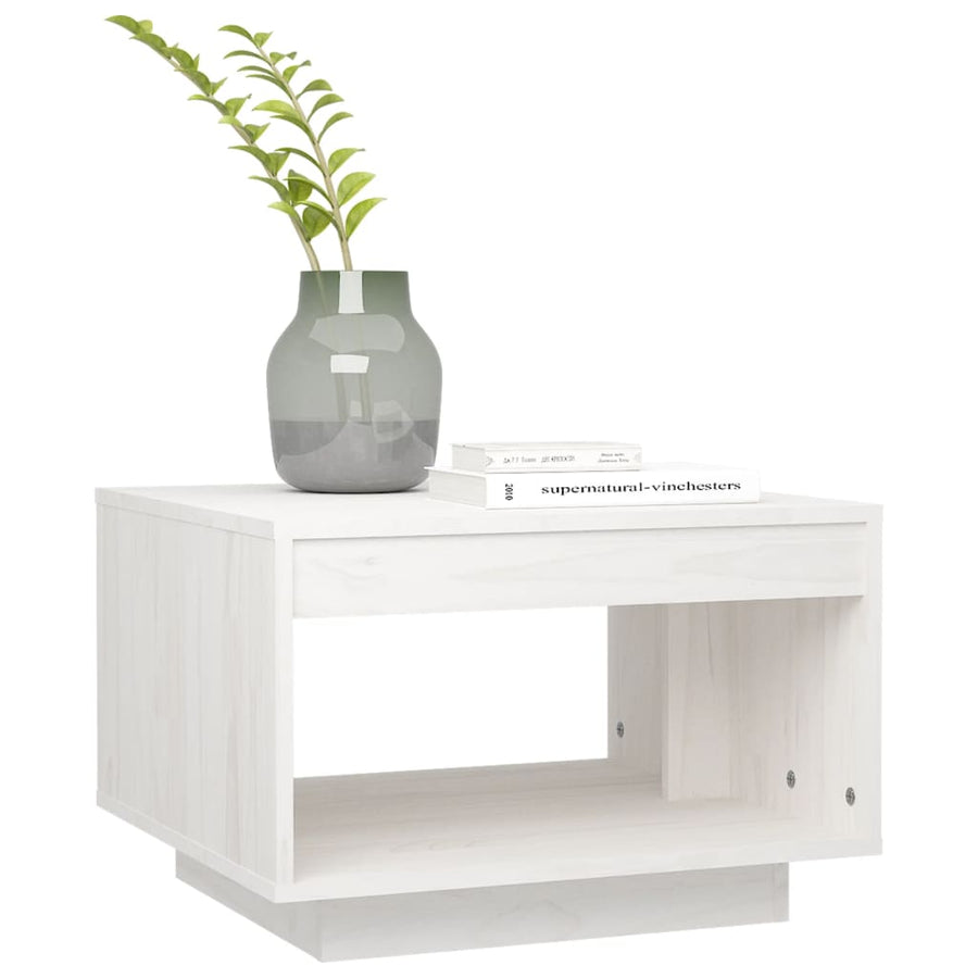 Salontafel 50X50X33,5 Cm Massief Grenenhout Wit