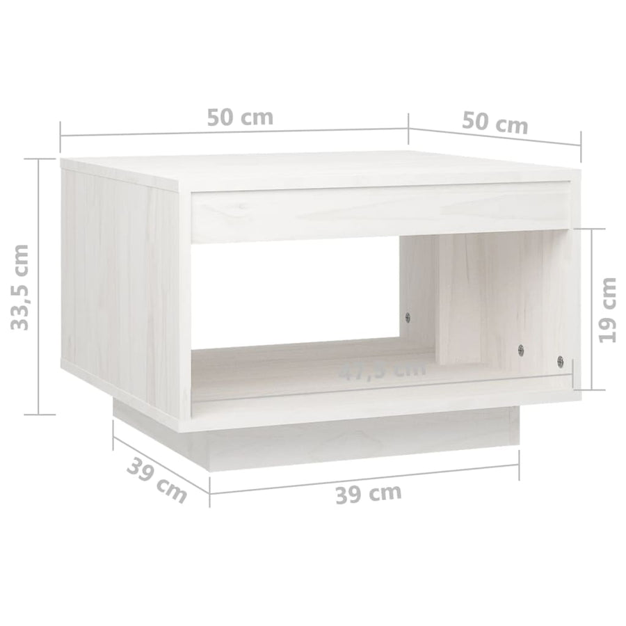 Salontafel 50X50X33,5 Cm Massief Grenenhout Wit