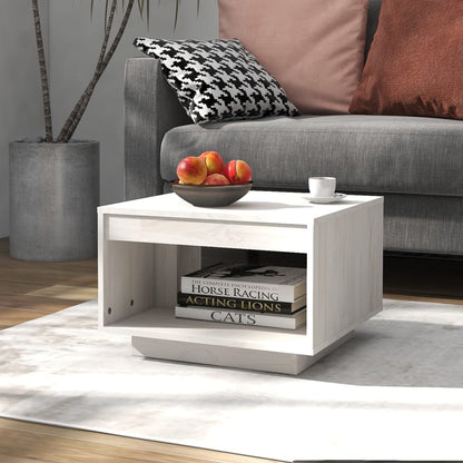 Salontafel 50X50X33,5 Cm Massief Grenenhout Wit