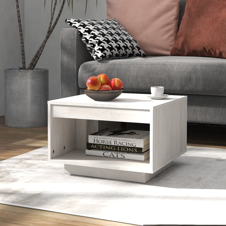 Salontafel 50X50X33,5 Cm Massief Grenenhout Wit