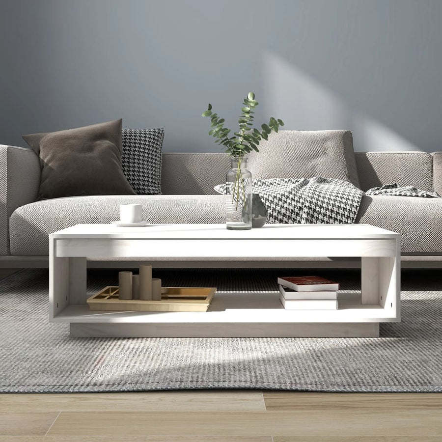 Salontafel 110X50X33,5 Cm Massief Grenenhout Wit