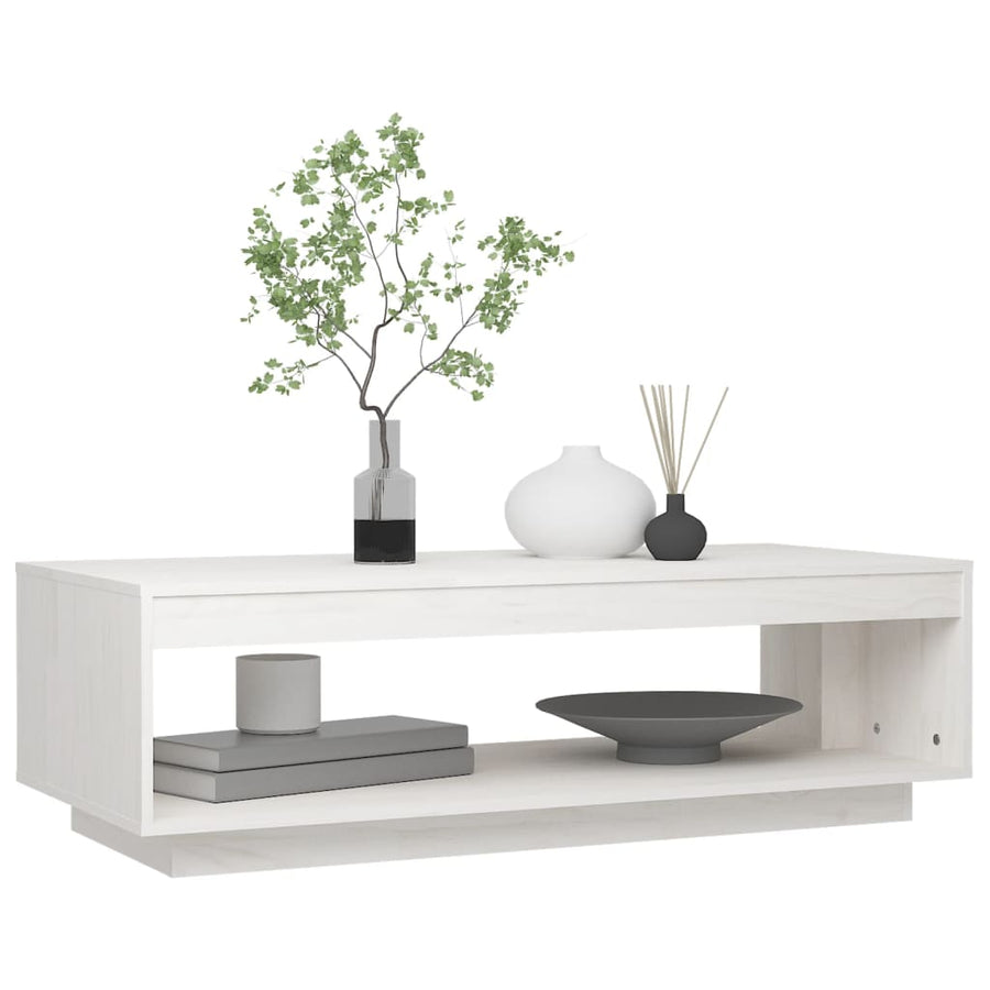 Salontafel 110X50X33,5 Cm Massief Grenenhout Wit