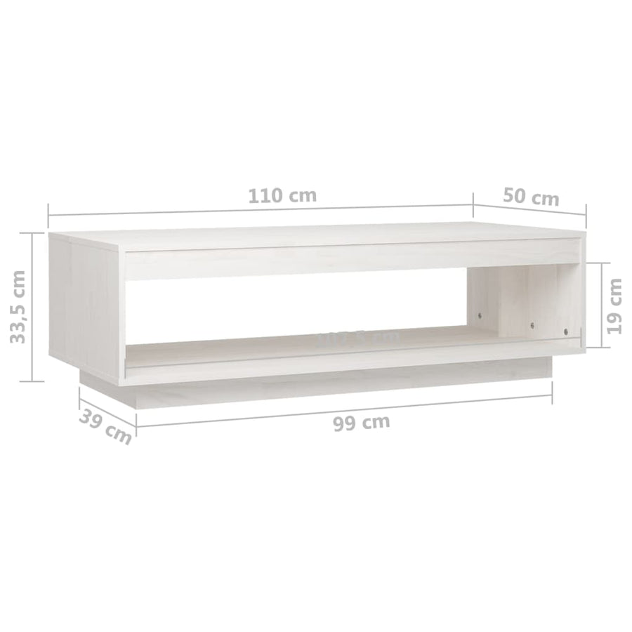 Salontafel 110X50X33,5 Cm Massief Grenenhout Wit