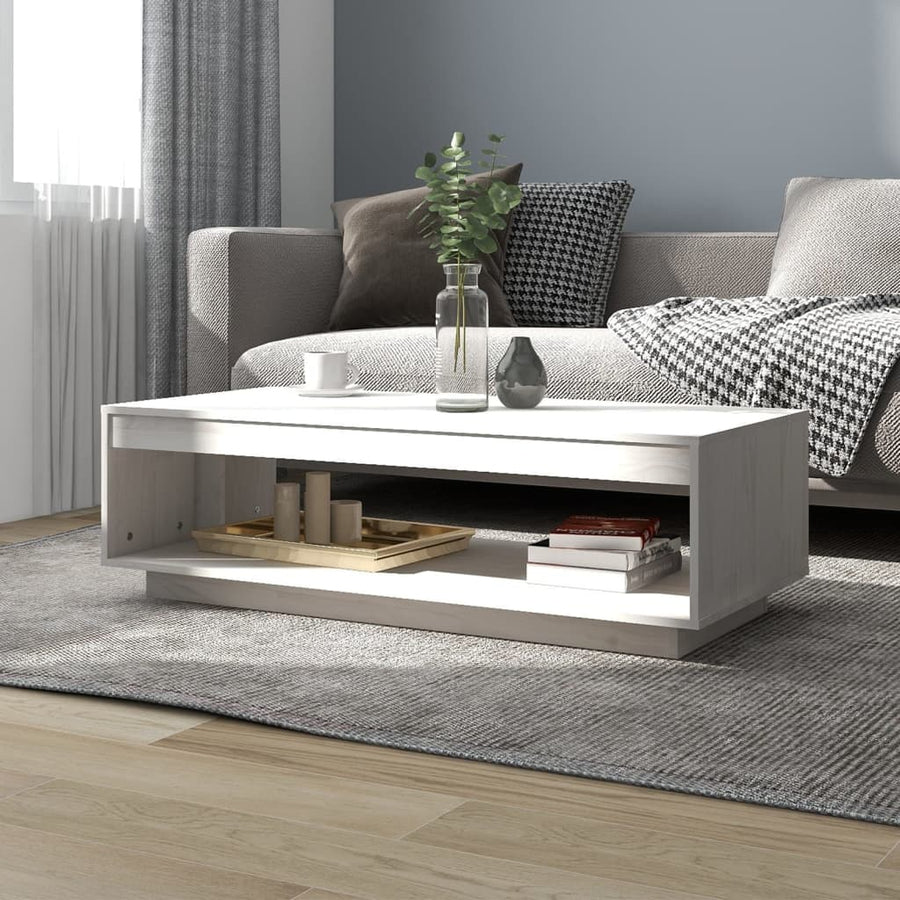 Salontafel 110X50X33,5 Cm Massief Grenenhout Wit