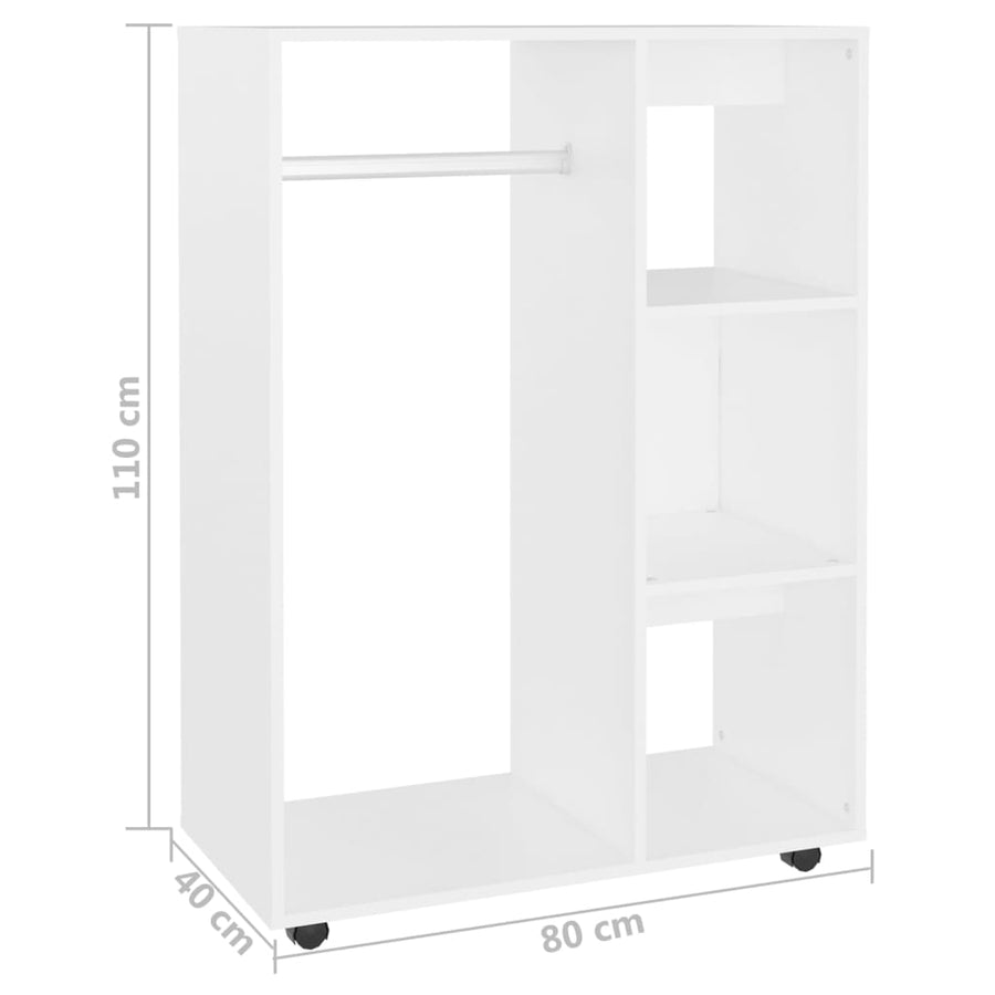 Kledingkast 80x40x110 cm spaanplaat wit Wit