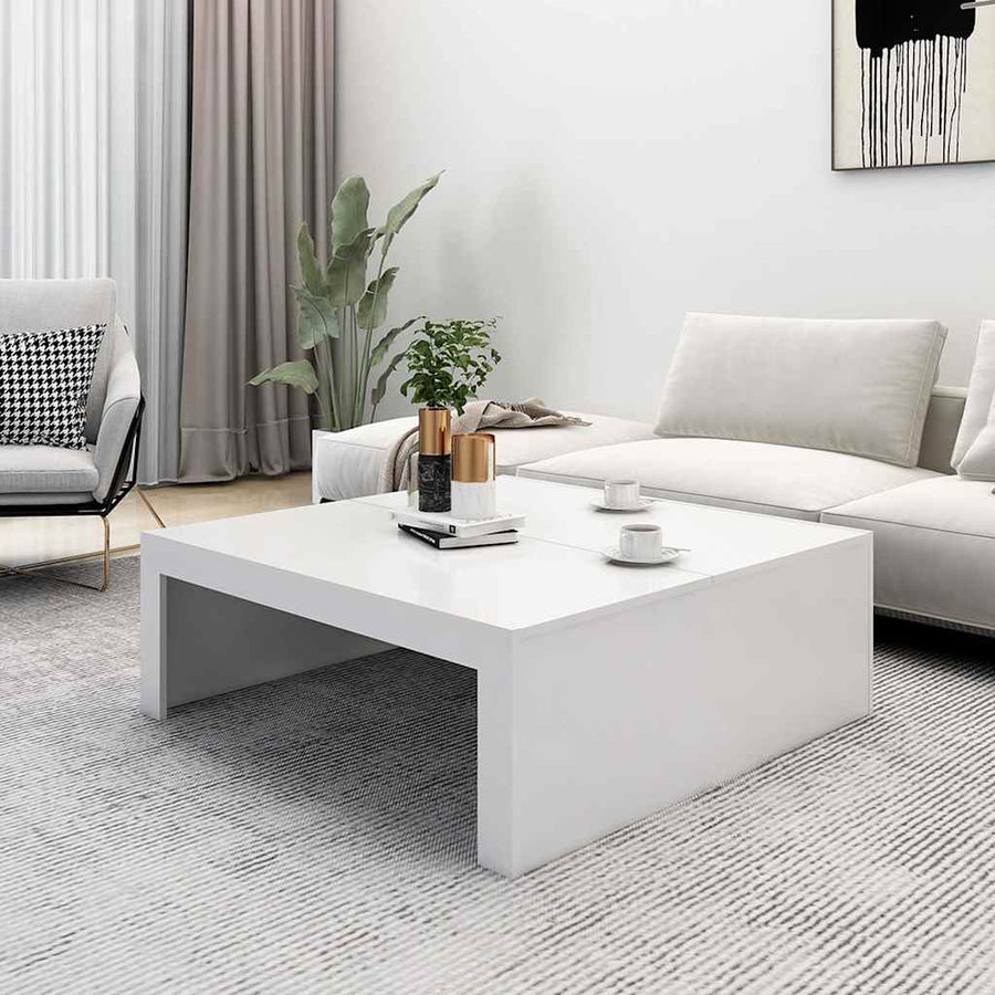 Salontafel 100X100X35 Cm Bewerkt Hout Wit