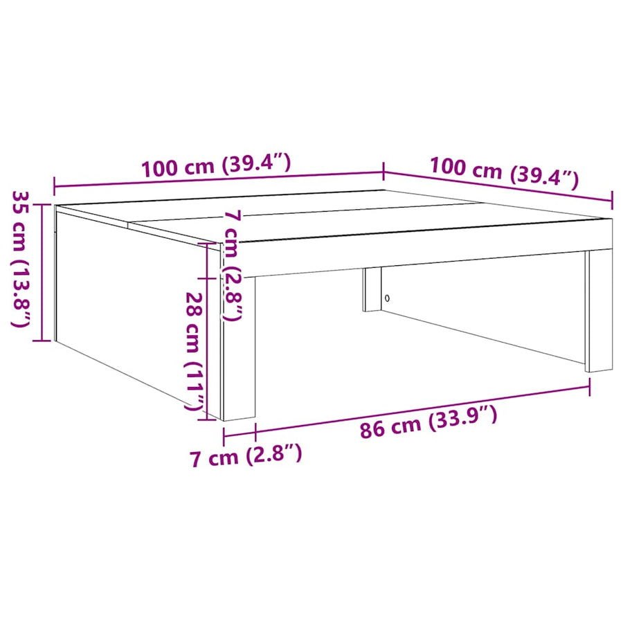 Salontafel 100X100X35 Cm Bewerkt Hout Wit