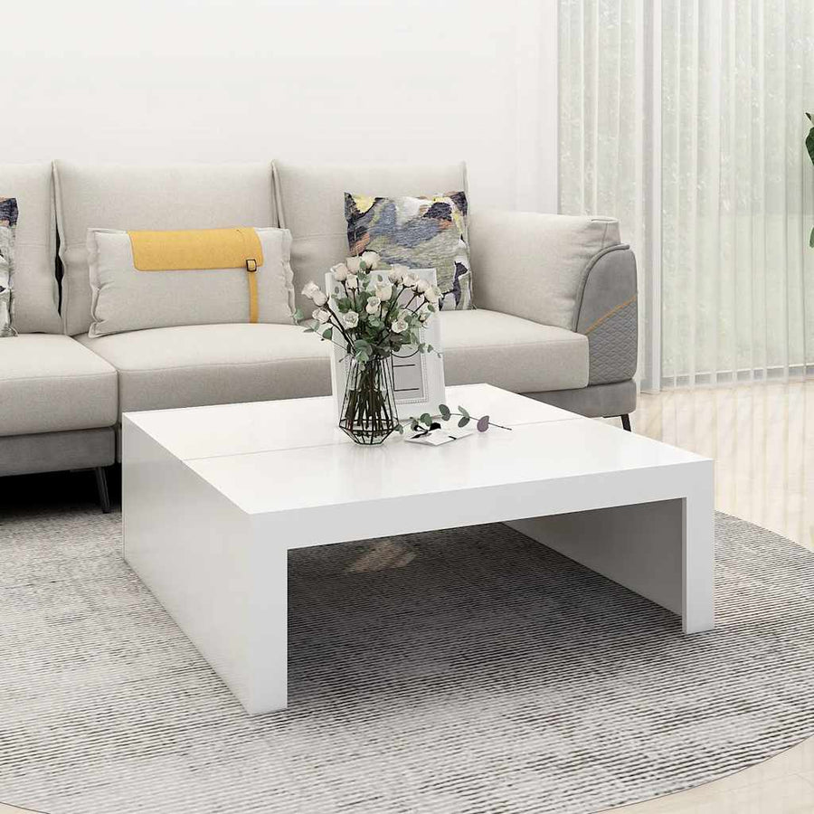 Salontafel 100X100X35 Cm Bewerkt Hout Wit