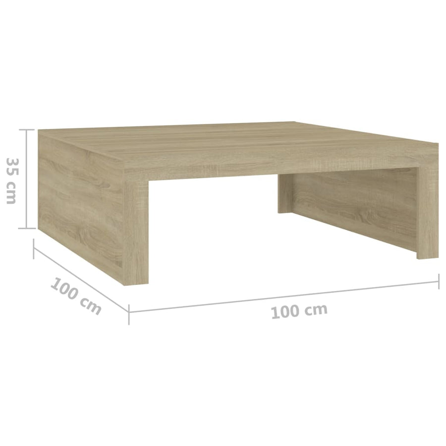 Salontafel 100X100X35 Cm Spaanplaat Sonoma Eikenkleurig