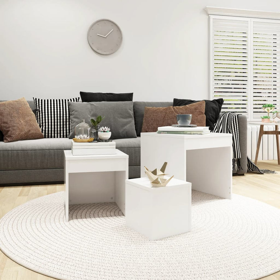 -Delige Tafeltjesset Spaanplaat Wit