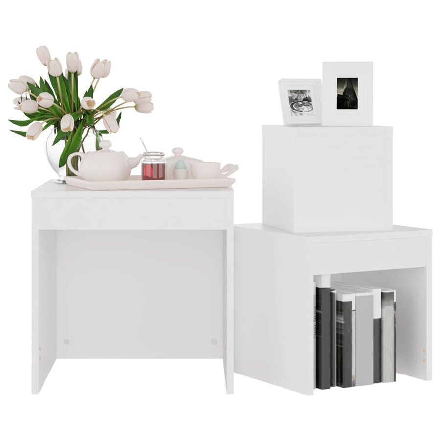 -Delige Tafeltjesset Spaanplaat Wit