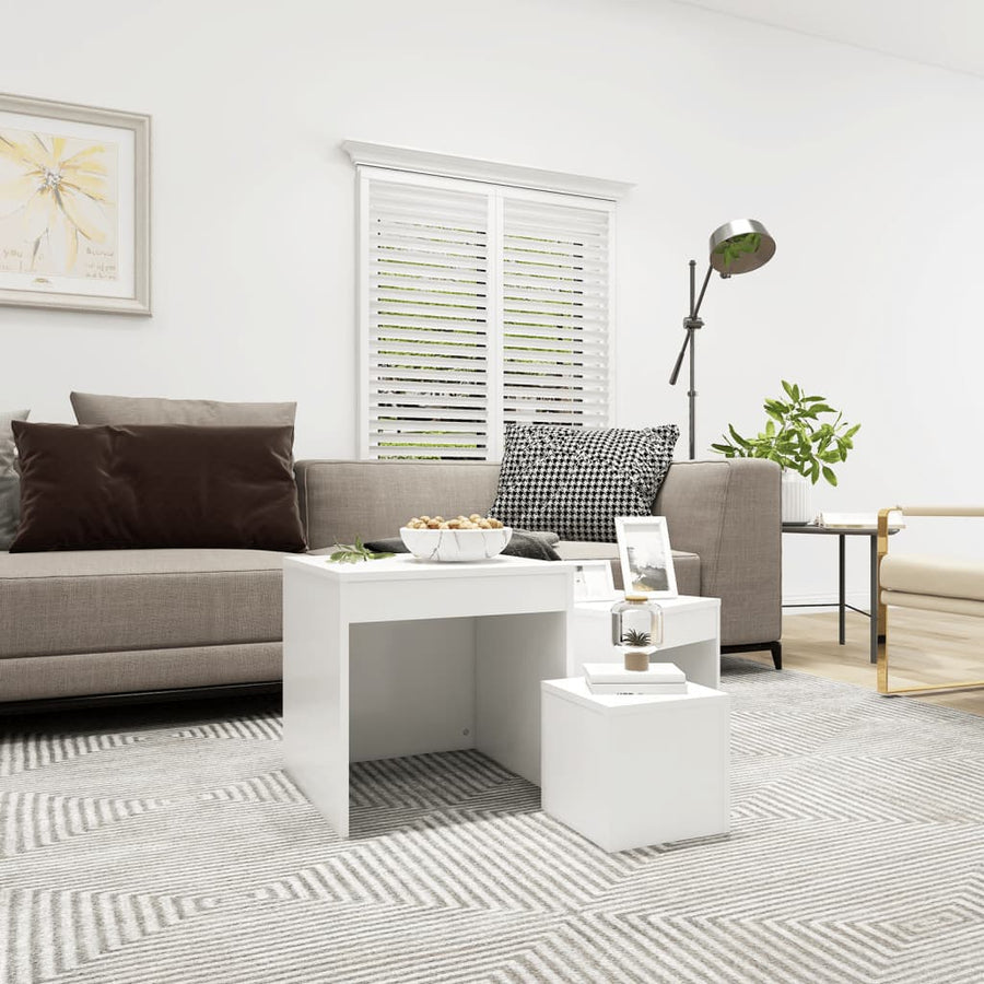 -Delige Tafeltjesset Spaanplaat Wit