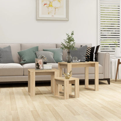 -Delige Tafeltjesset Bewerkt Hout Kleurig Sonoma eiken