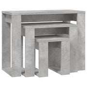 Bijzettafel set 3-delig bewerkt hout betongrijs