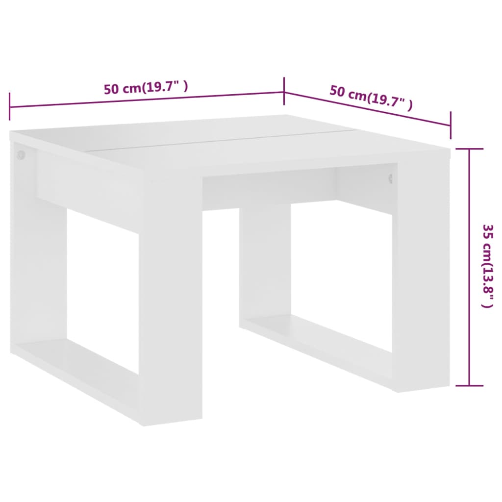 Bijzettafel 50X50X35 Cm Bewerkt Hout Wit