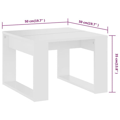 Bijzettafel 50X50X35 Cm Bewerkt Hout Wit