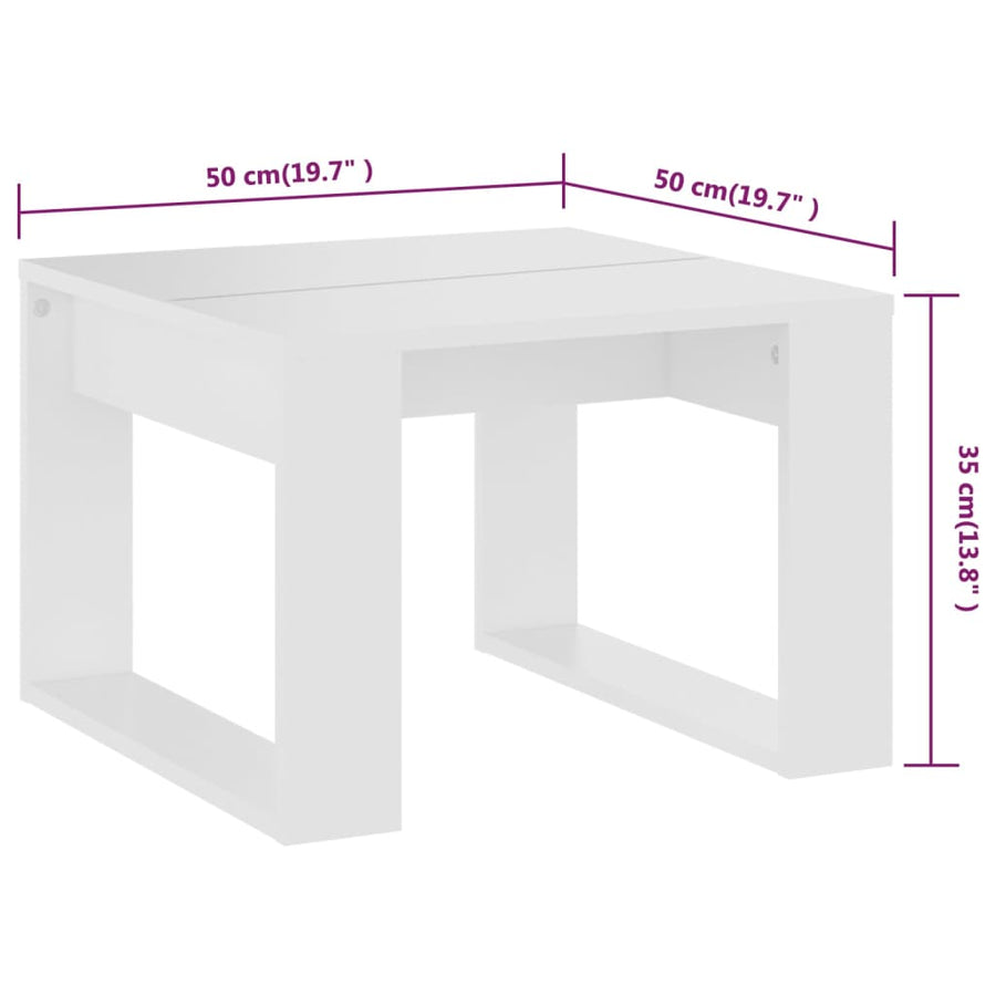 Bijzettafel 50X50X35 Cm Bewerkt Hout Wit