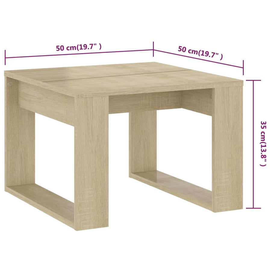 Bijzettafel 50X50X35 Cm Spaanplaat Kleurig Sonoma eiken
