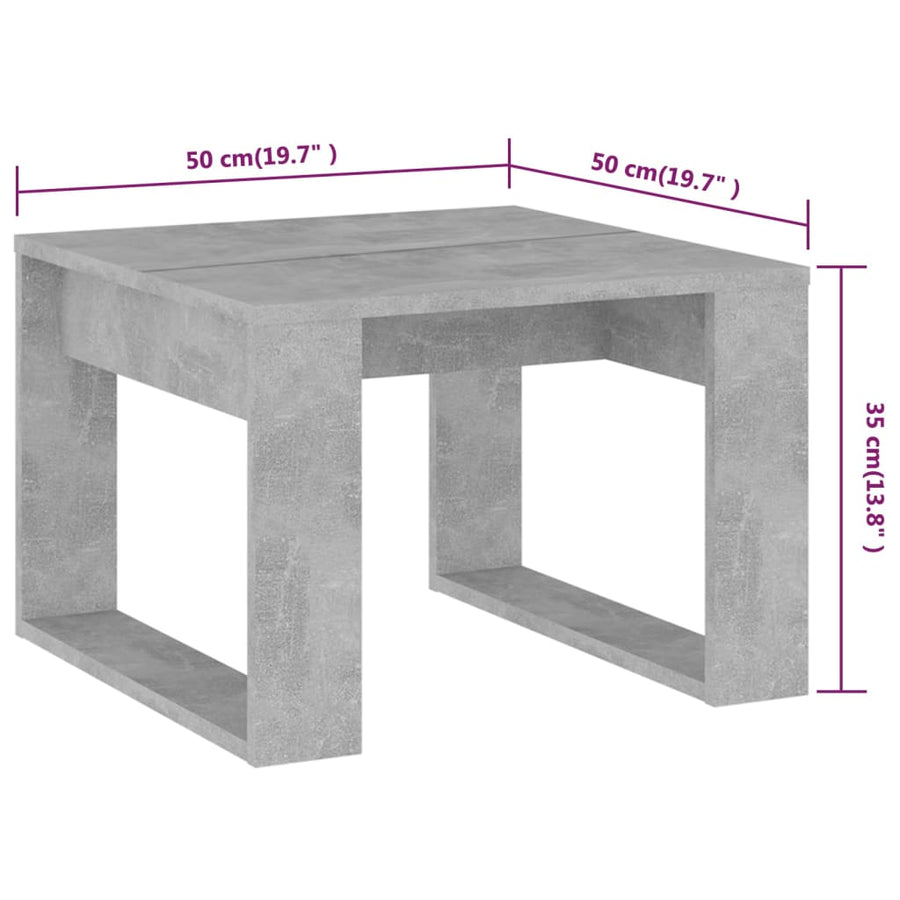 Bijzettafel 50X50X35 Cm Spaanplaat Betongrijs