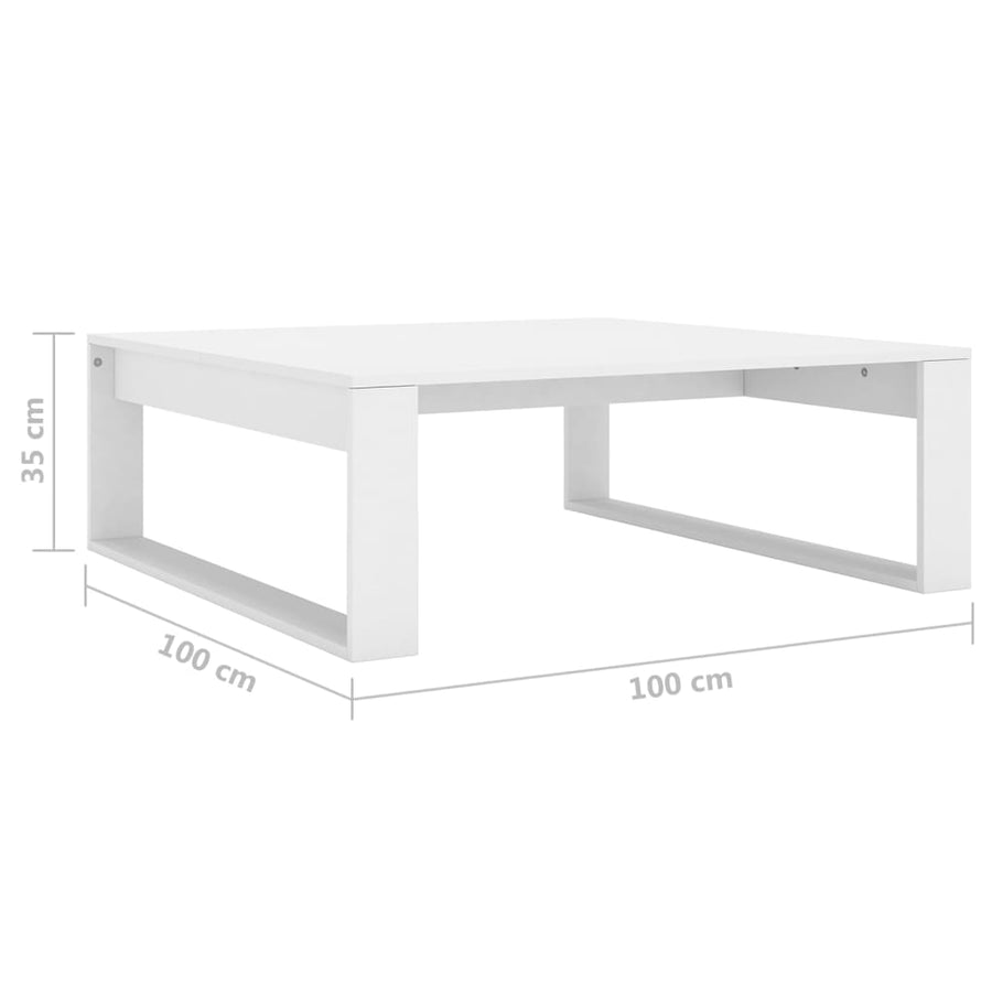 Salontafel 100X100X35 Cm Bewerkt Hout Wit