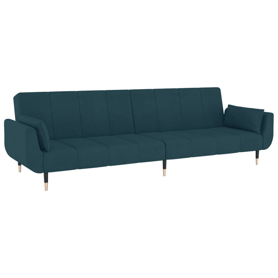Slaapbank 2-Zits Met 2 Kussens Fluweel Blauw met kussens