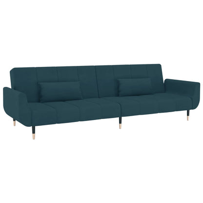 Slaapbank 2-Zits Met 2 Kussens Fluweel Blauw met kussens