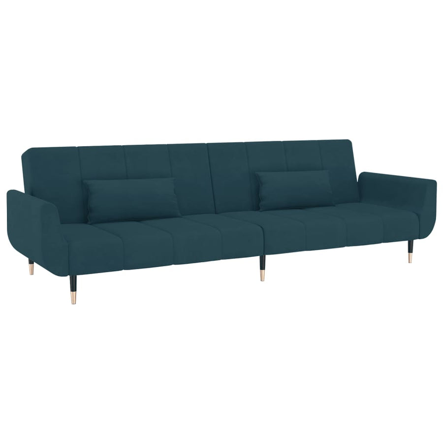 Slaapbank 2-Zits Met 2 Kussens Fluweel Blauw met kussens