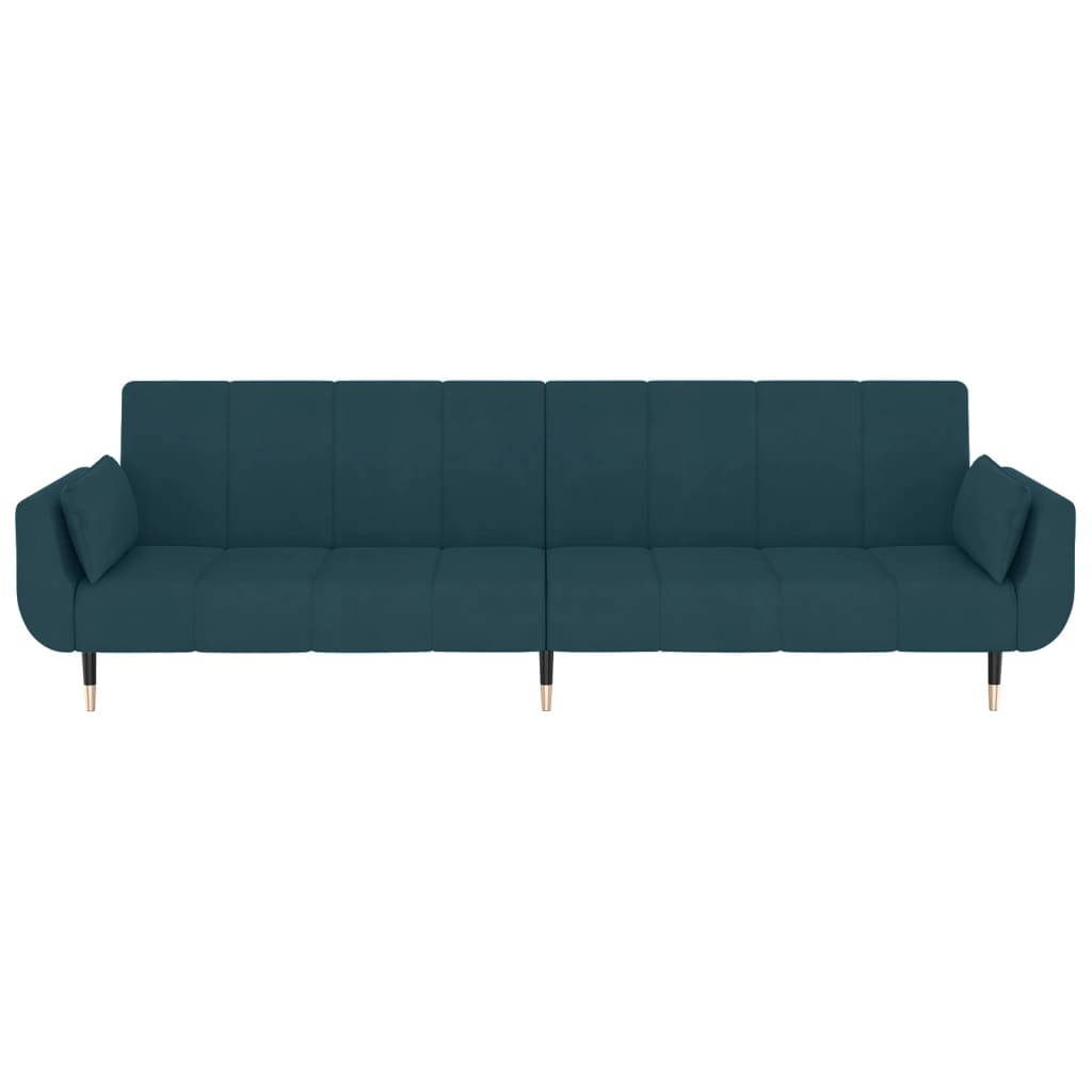 Slaapbank 2-Zits Met 2 Kussens Fluweel Blauw met kussens